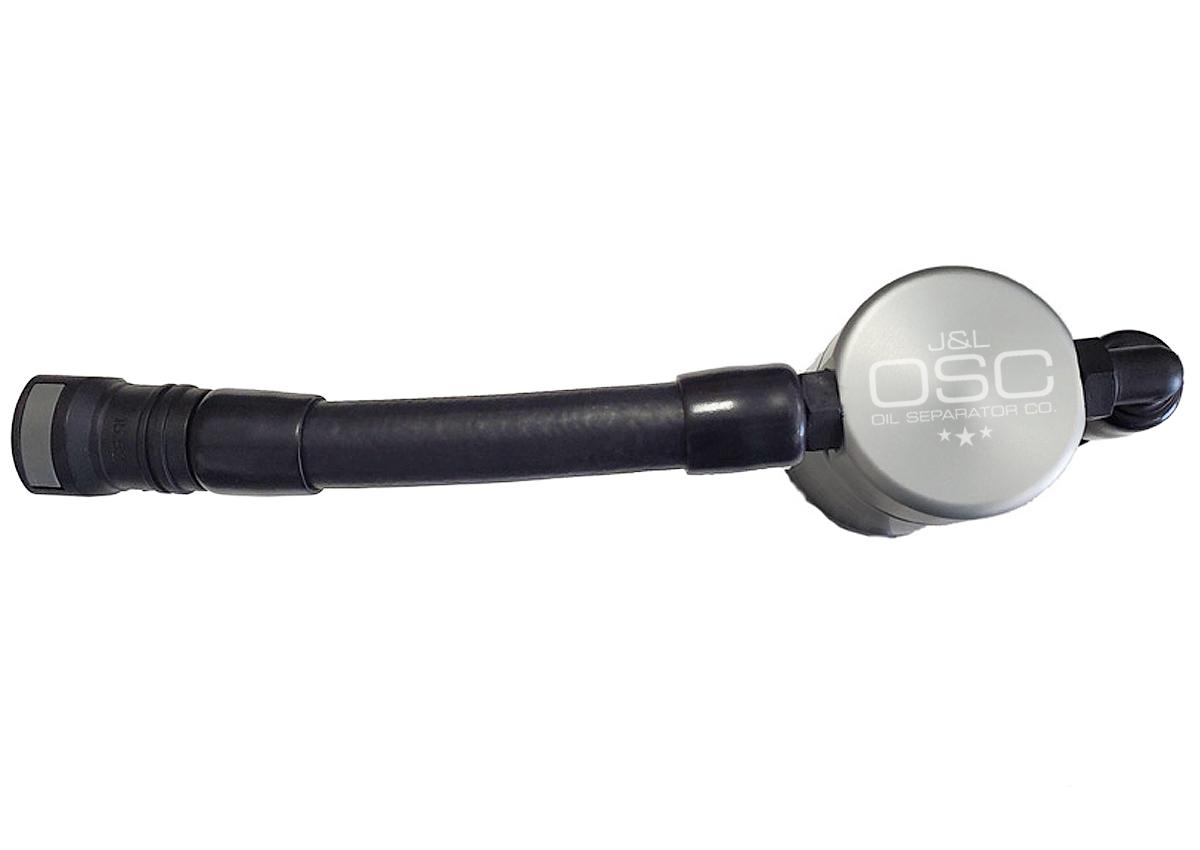J&L Oil Separator 3.0 V2 Driver Side, Clear Anodized (2005-2010 Mustang GT; Bullitt; Saleen) Does not use PCV Factory Hose - 3051D-C