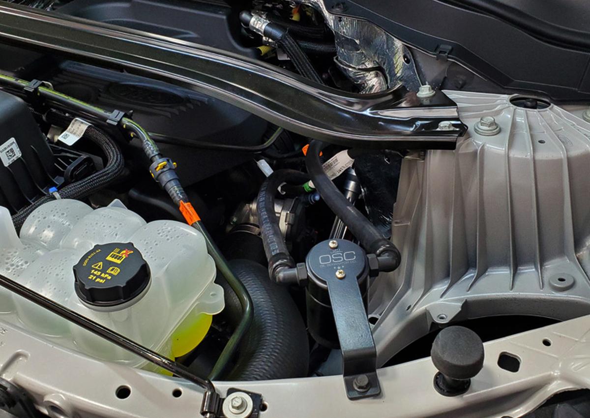 J&L Oil Separator 3.0 Driver Side, Black Anodized (2020-2024 Ford Explorer 2.3L EcoBoost) - 3055D-B