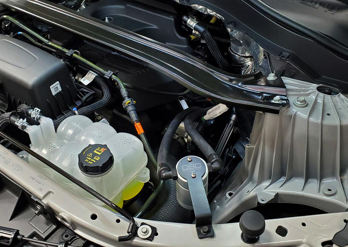 J&L Oil Separator 3.0 Driver Side, Clear Anodized (2020-2024 Ford Explorer 2.3L EcoBoost) - 3055D-C