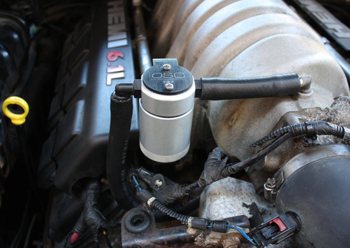 J&L 3062P-C 2005-2010 6.1L HEMI Passenger Side 3.0 Oil Separator (Clear Anodized)