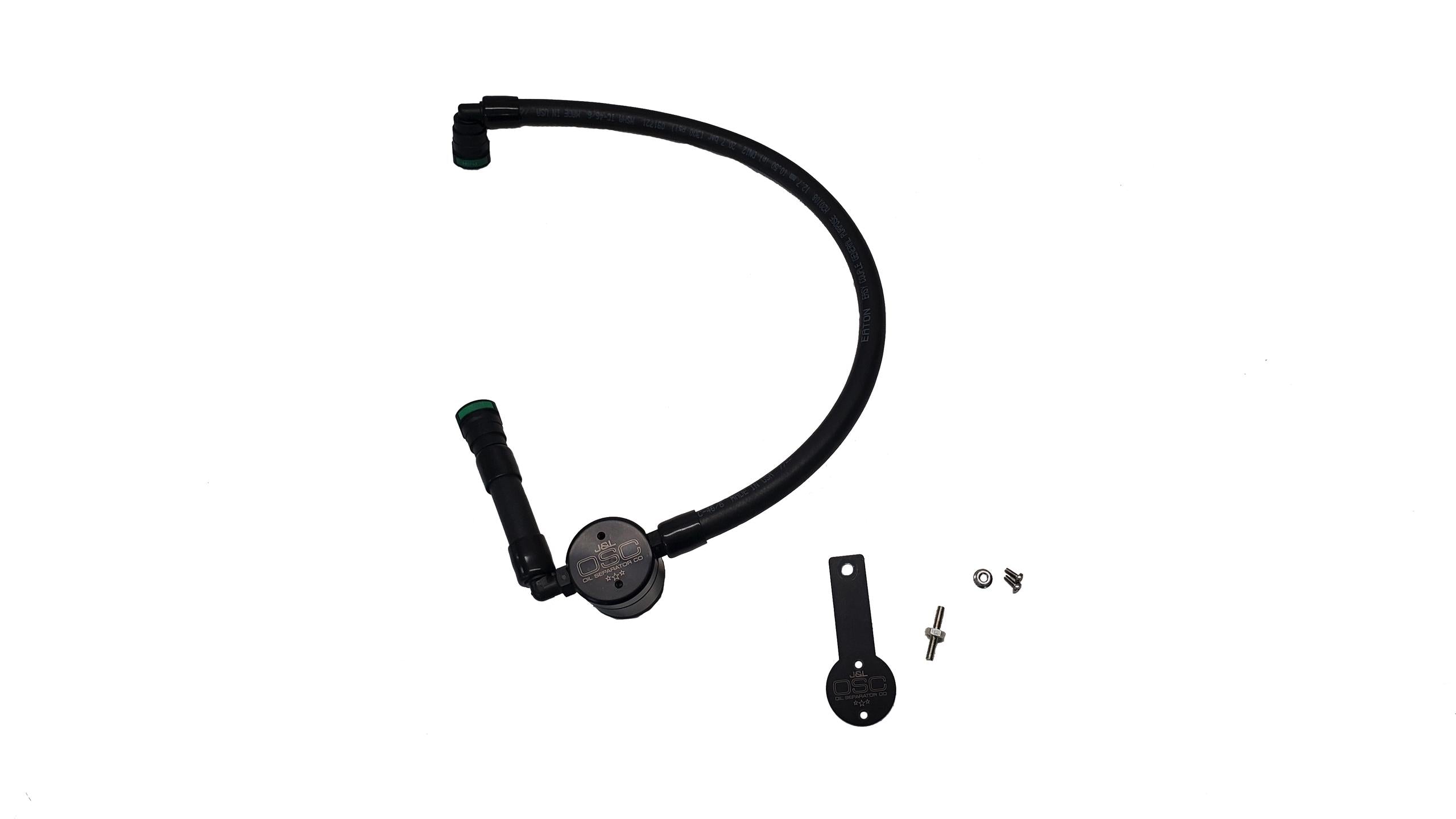 J&L 3.0 Passenger Side Oil Separator - Black  Anodized (2016-2022 Dodge Durango / Jeep Grand Cherokee 3.6L) - 3074P-B