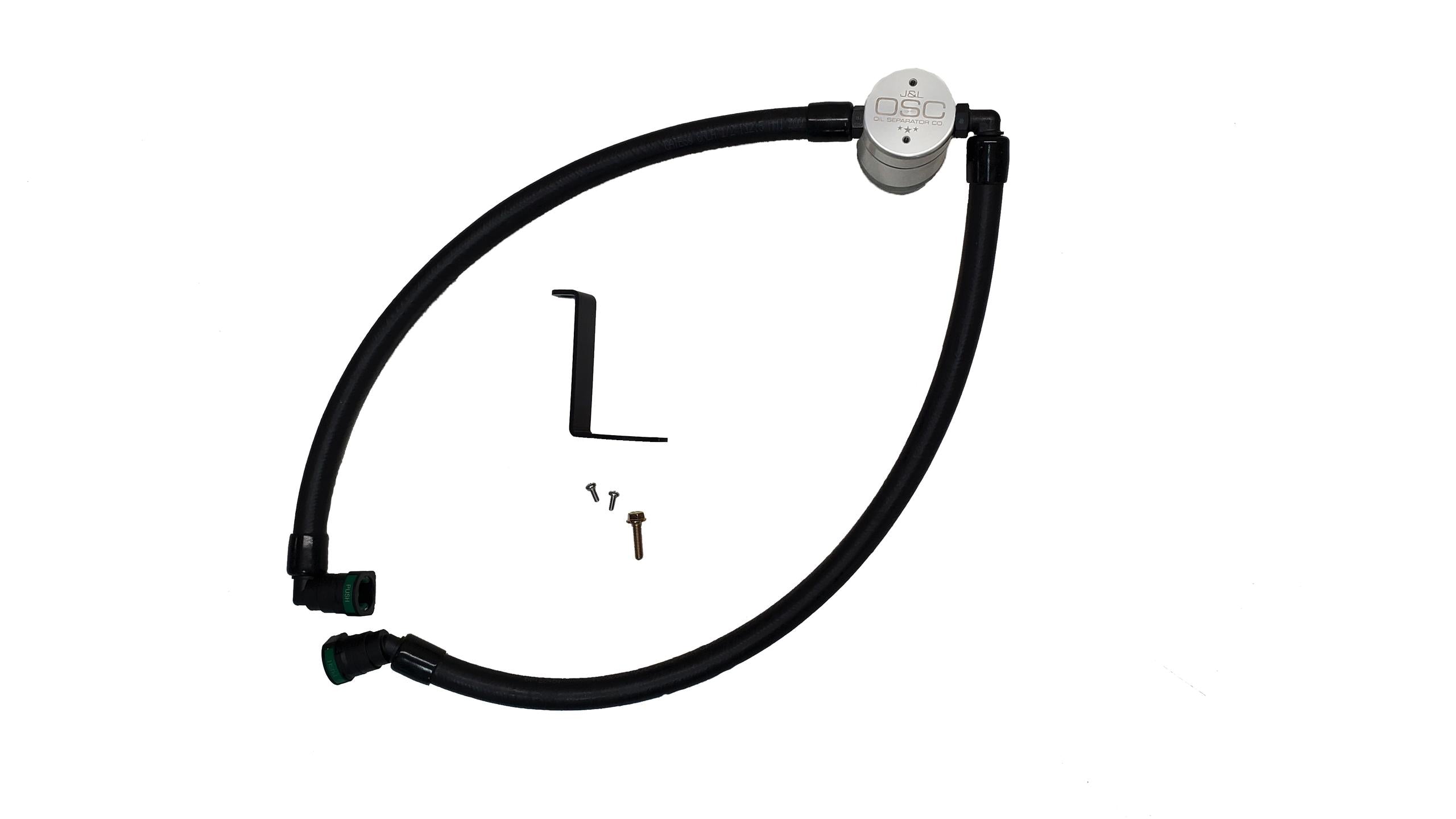 J&L Oil Separator 3.0 Driver Side - Clear Anodized (2024-2026 Mustang EcoBoost) - 3095D-C