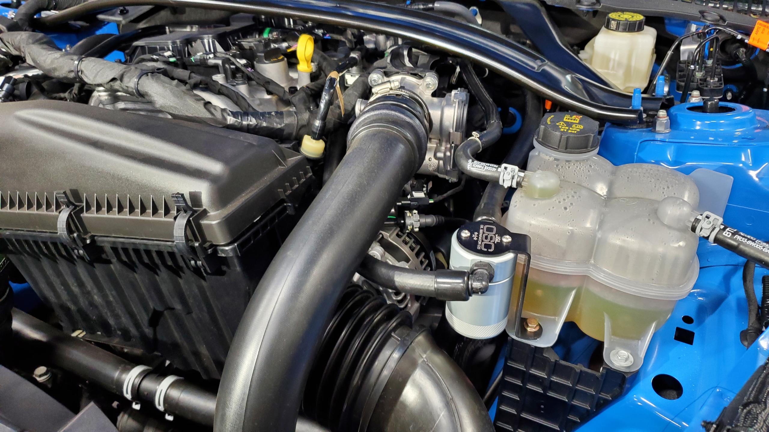 J&L Oil Separator 3.0 Driver Side - Clear Anodized (2024-2026 Mustang EcoBoost) - 3095D-C