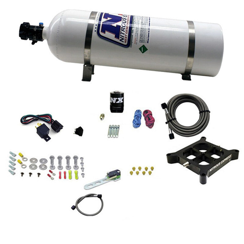 Nitrous Express Dry Sngl Entry Billet Crossbar Plate System 100-500Hp (4150 Flange) W/15Lb Btl - 66142-15