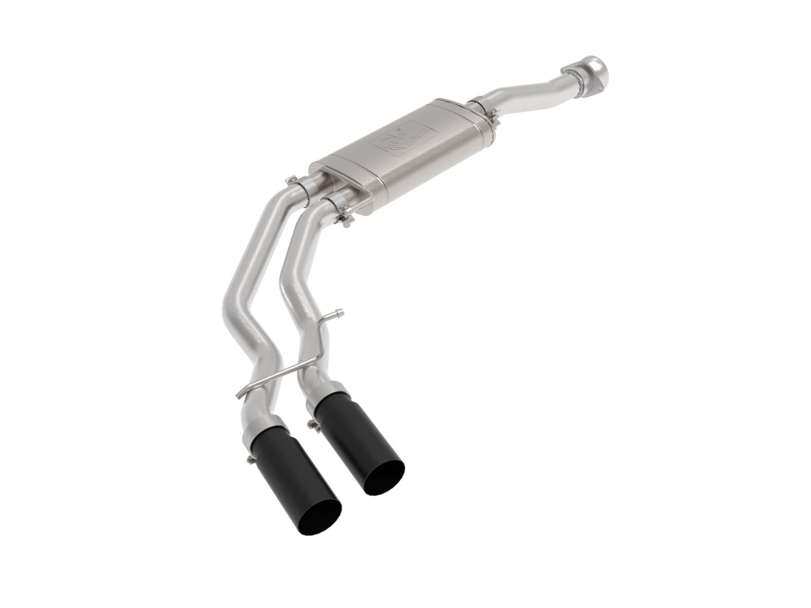 AFE 49-43128-B Rebel Series 3 IN to 2-1/2 IN Stainless Steel Cat-Back Exhaust System w/ Black Tip (2021-2025 Ford F-150 V6-2.7 TT / 3.5L TT / V8-5.0L)