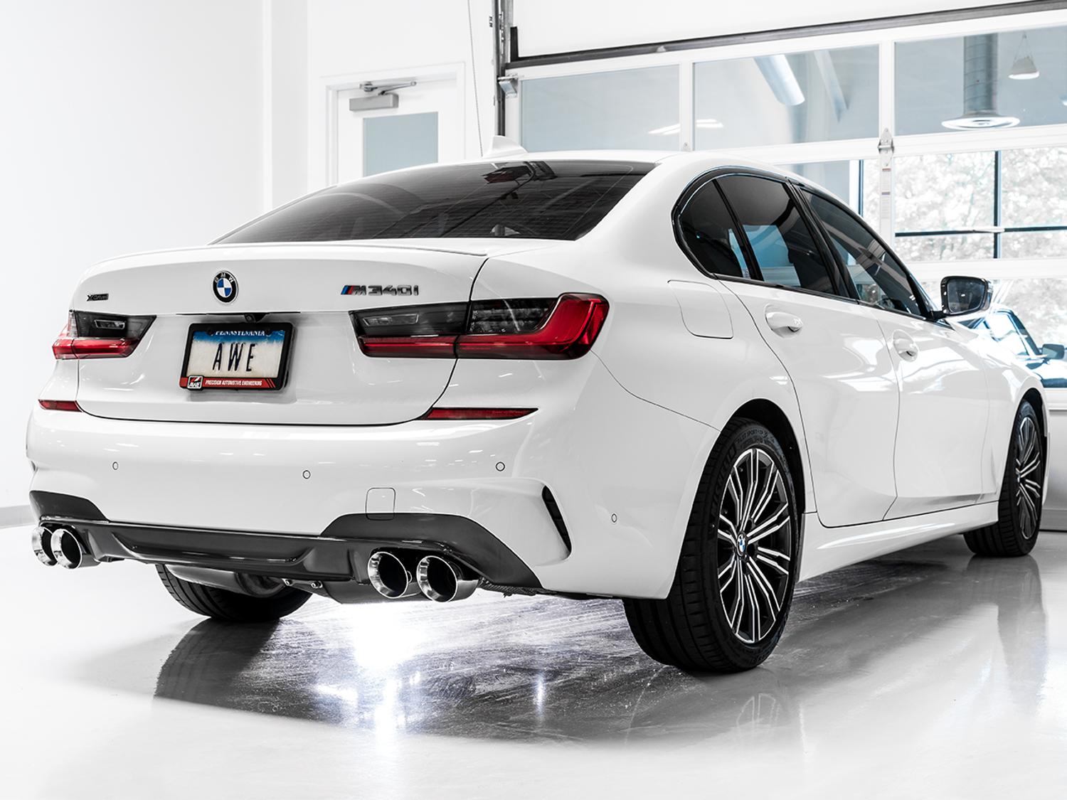 AWE Non-Resonated Touring Edition Exhaust for G20 M340i - Chrome Silver Tips (2019+ 3 Series) - 3015-42148