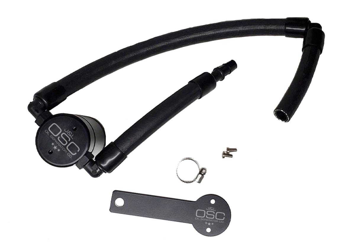 J&L Oil Separator 3.0 Passenger Side, Black Anodized (2018-2020 Kia Stinger GT 3.3L TT) - 3106P-B