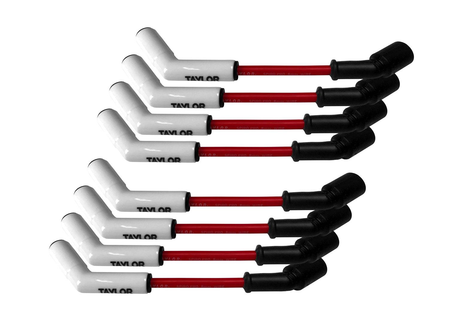 TAYLOR CABLE 8mm Spiro Pro White Ceramic Boot Wire Set 135? Red - 75245