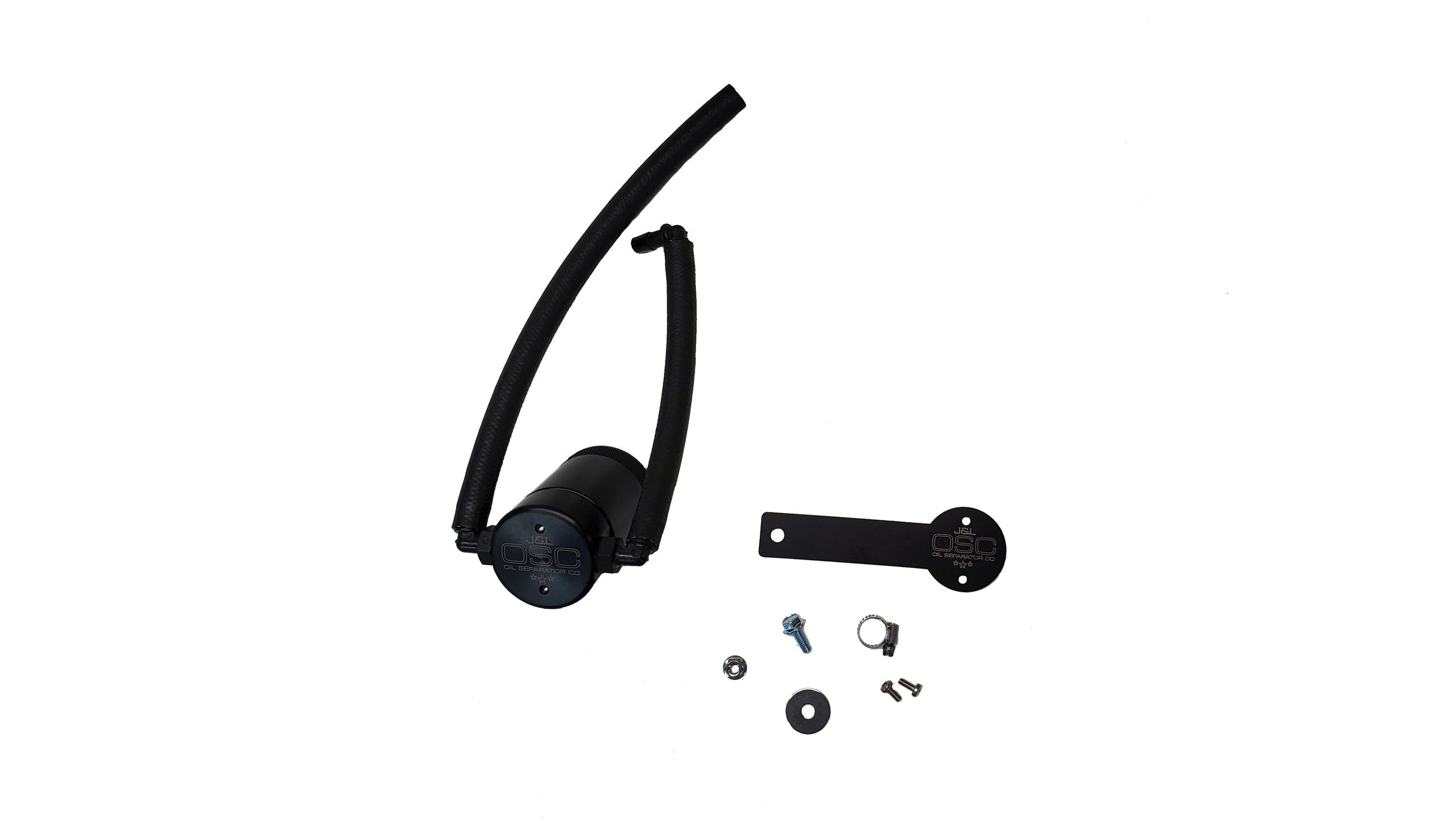 J&L 3.0 Passenger Side Oil Separator - Black Anodized (2022 Nissan Frontier 3.0L) - 3113P-B
