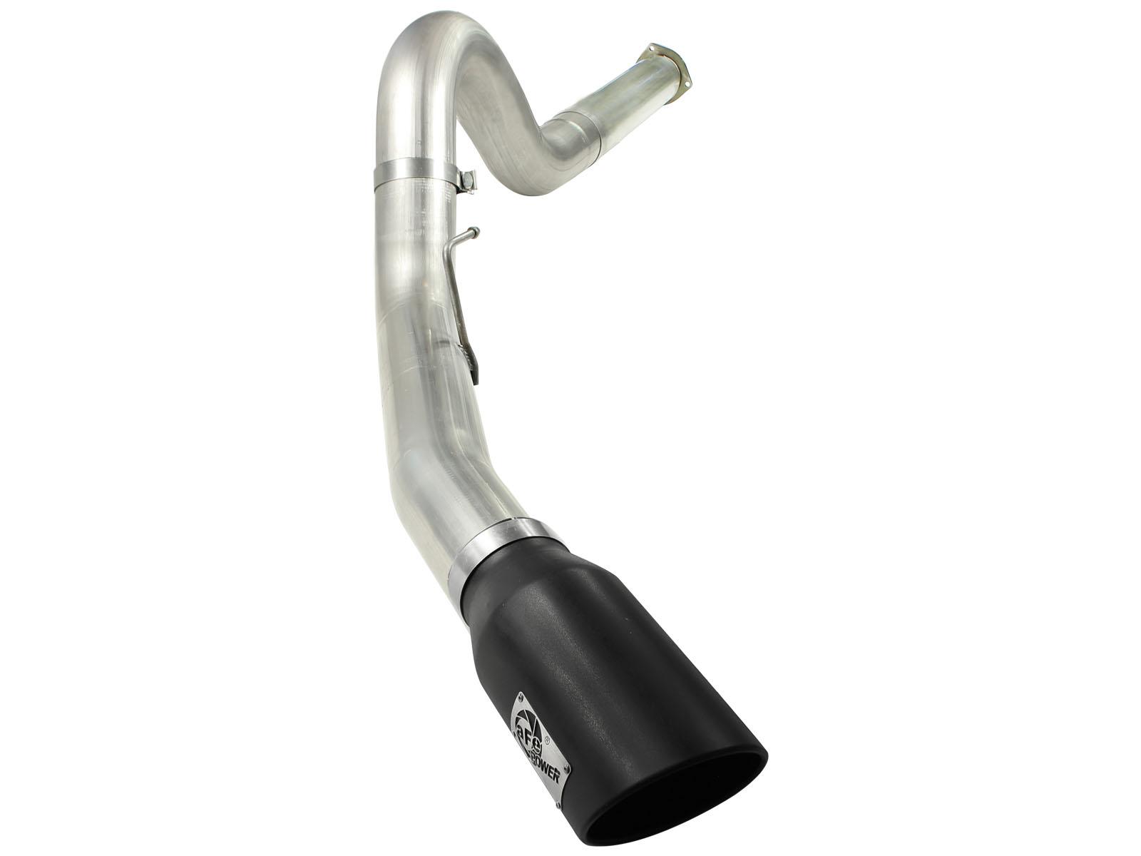 AFE Large Bore-HD 5 IN 409 Stainless Steel DPF-Back Exhaust System w/Black Tip - 49-43055-B
