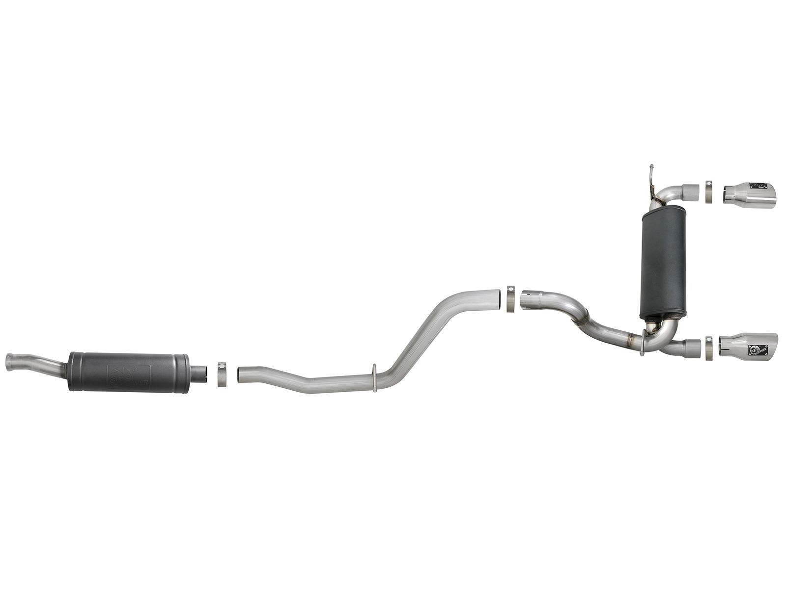 AFE Rebel Series Cat-Back Exhaust w/ Dual Polished Tip (2018-2021 Wrangler, Wrangler) - 49-38066-P