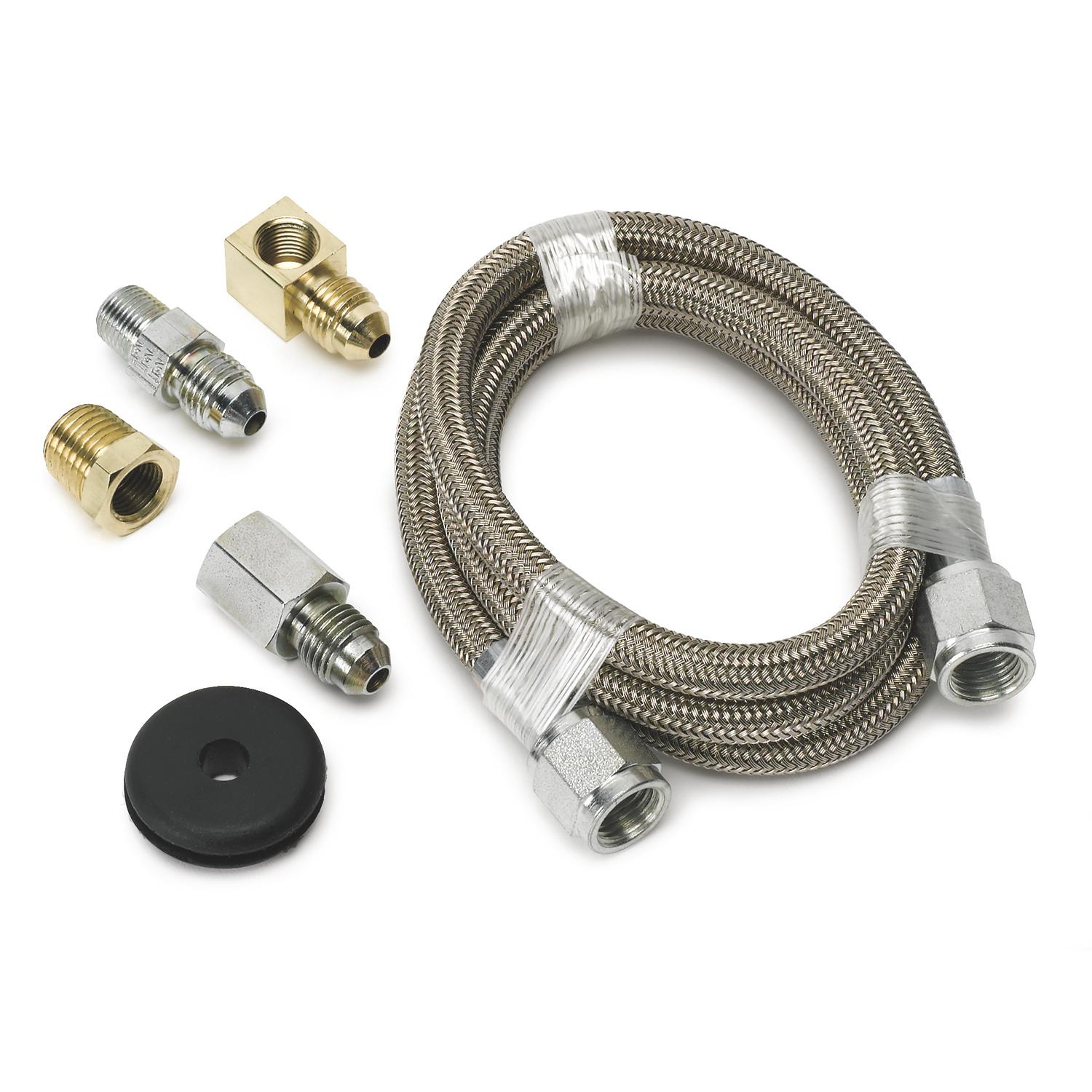 Auto Meter LINE, BRAIDED STAINLESS STEEL, #4 DIA., 3FT. LENGTH, -4AN AND 1/8" NPTF FITTINGS - 3227