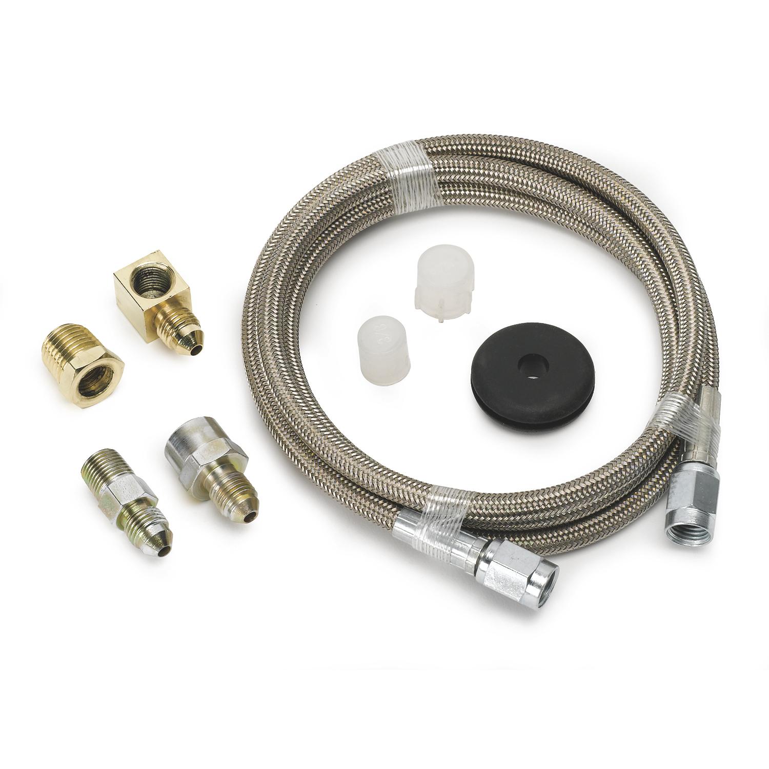 Auto Meter LINE, BRAIDED STAINLESS STEEL, #3 DIA., 4FT. LENGTH, -3AN AND 1/8" NPTF FITTINGS - 3235