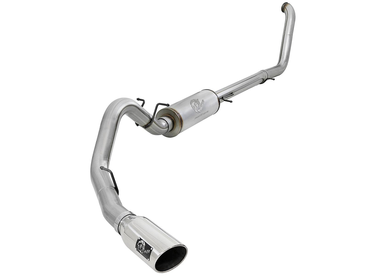 AFE Large Bore-HD 4 IN 409 Stainless Steel Turbo-Back Exhaust System w/ Polished Tip (Ford Excursion 00-03 V8-7.3L (td)) - 49-43008-P