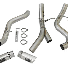 AFE Large Bore-HD 4 IN 409 Stainless Steel DPF-Back Exhaust w/ Dual Polished Tip (2017-2019 Silverado 2500 HD, Silverado 3500 HD, Sierra 2500 HD, Sierra 3500 HD) - 49-44086-P