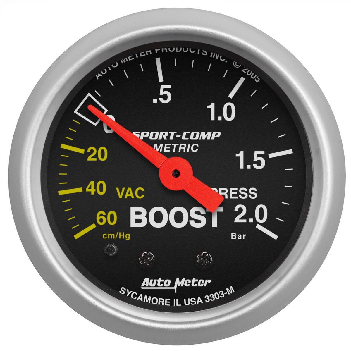 Auto Meter 2-1/16" BOOST/VACUUM, 60 CM HG-2.0 BAR, SPORT-COMP - 3303-M