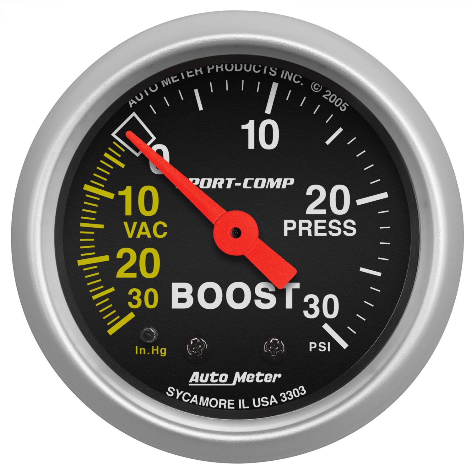 Autometer Sport Comp 2-1/16" Mechanical-30/+30 Boost/Vac Gauge
