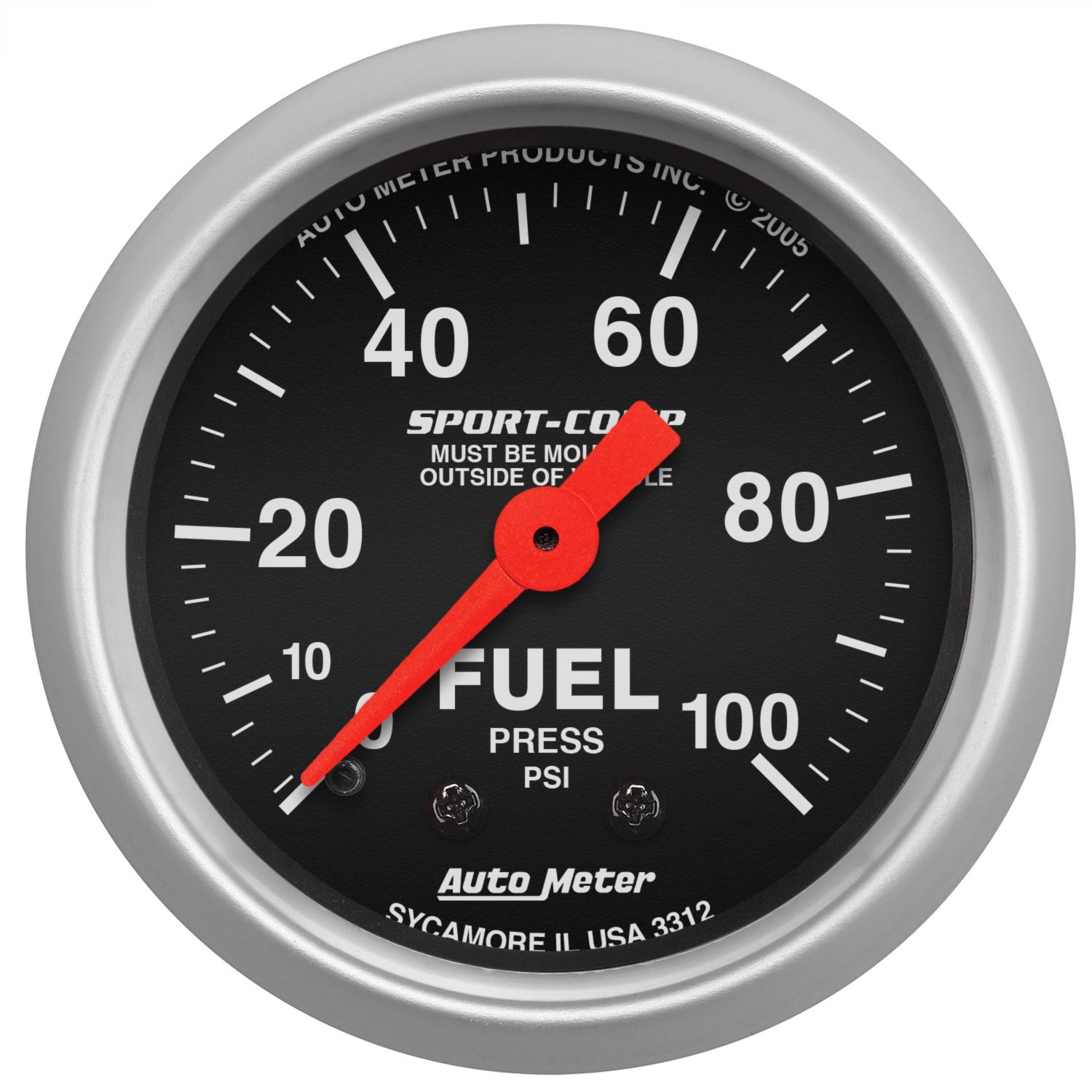 Autometer Sport Comp 2-1/16" Mechanical 0-100Psi Fuel Pressure