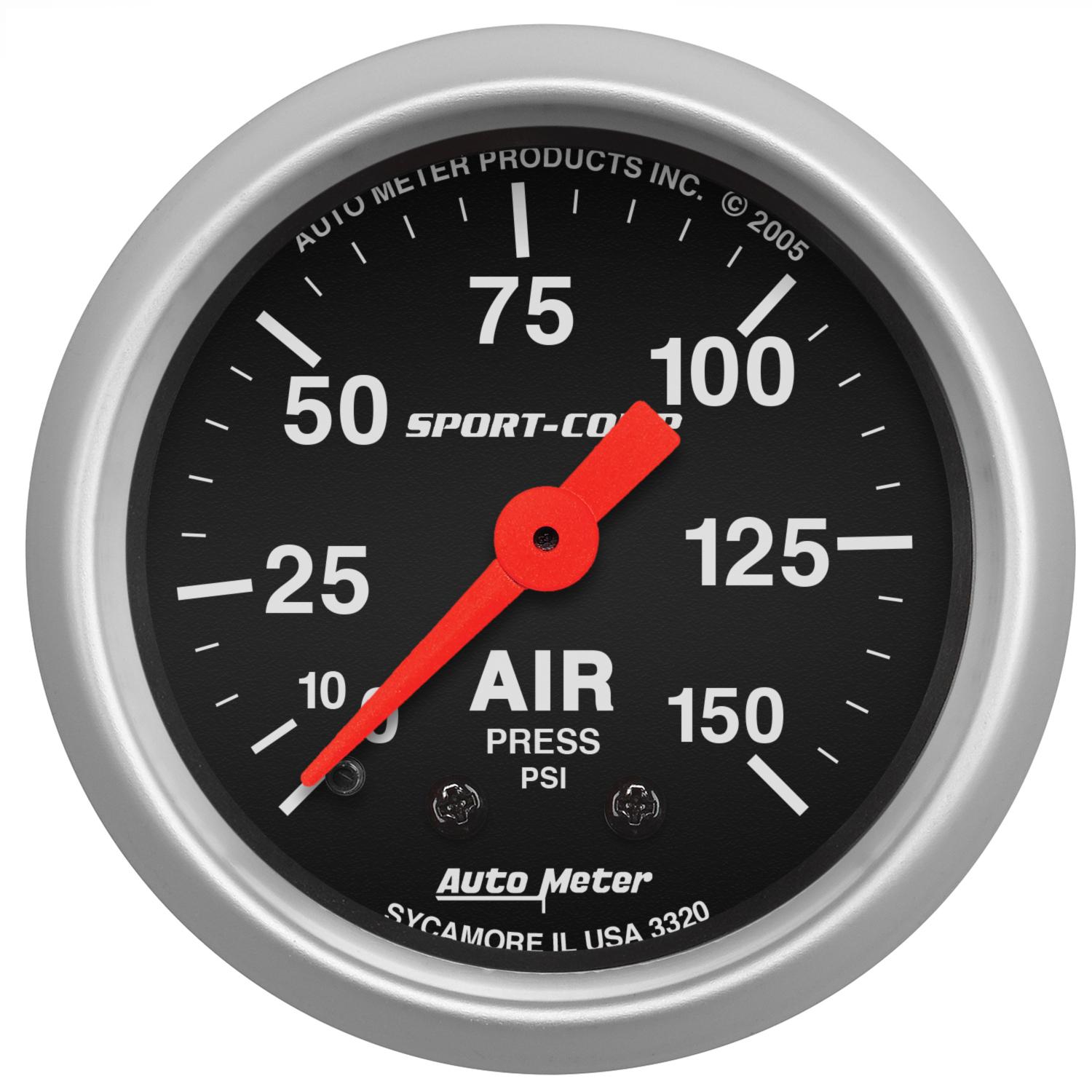 Auto Meter 2-1/16" AIR PRESSURE, 0-150 PSI, SPORT-COMP - 3320