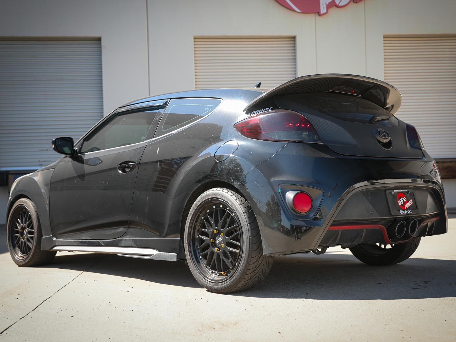 AFE Takeda 3 IN to 2-1/2 IN 304 Stainless Steel Axle-Back Exhaust w/ Black Tip (2013-2017 Veloster) - 49-37019-B