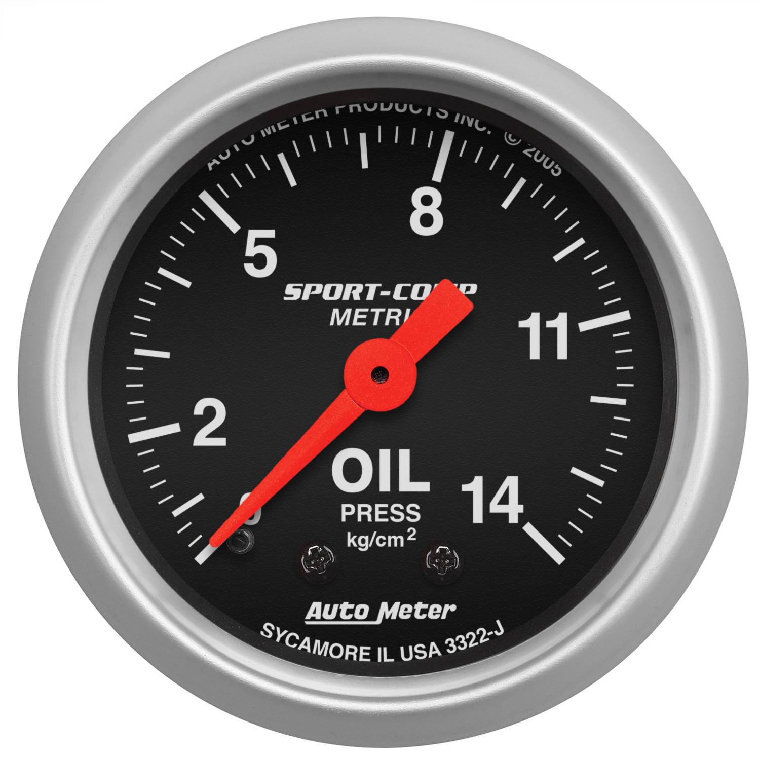 Auto Meter 2-1/16" OIL PRESSURE, 0-14 KG/CM2, SPORT-COMP - 3322-J
