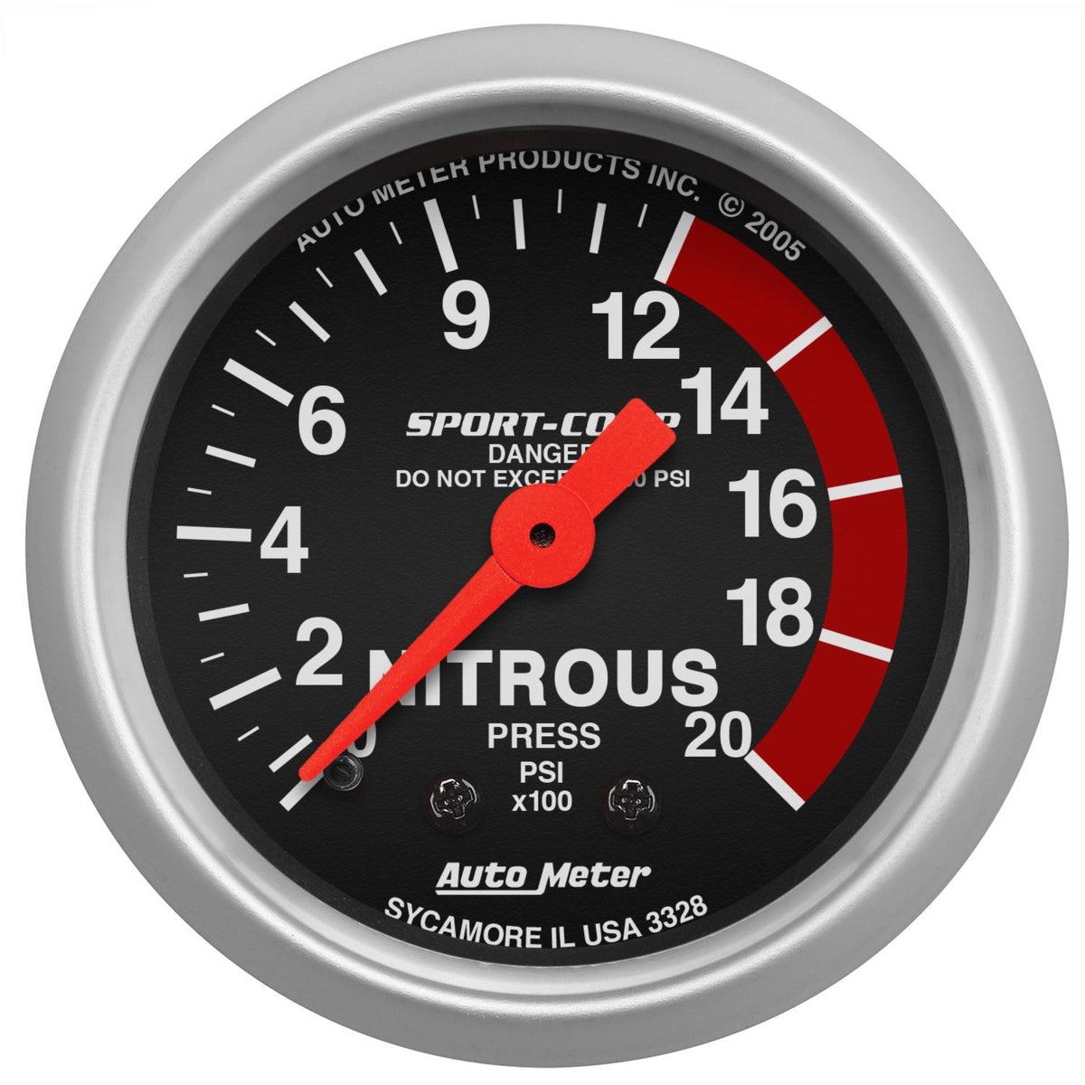 Autometer Sport Comp 2-1/16" Mech. 0-2000Psi Nitrous Pressure