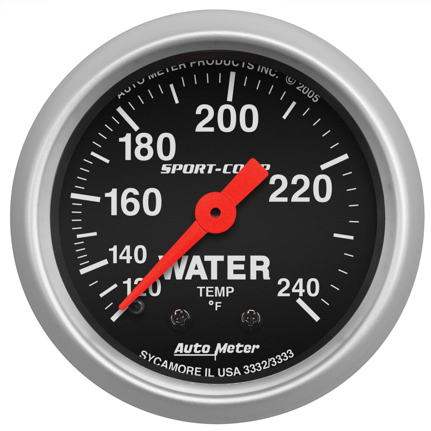 Auto Meter 2-1/16" WATER TEMPERATURE, 120-240 °F, SPORT-COMP - 3333