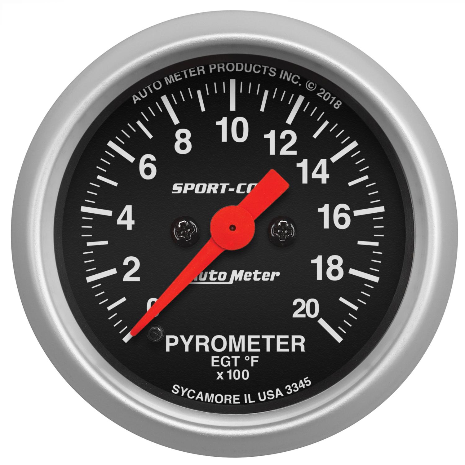 Auto Meter 2-1/16" PYROMETER, 0-2000 °F, SPORT-COMP - 3345