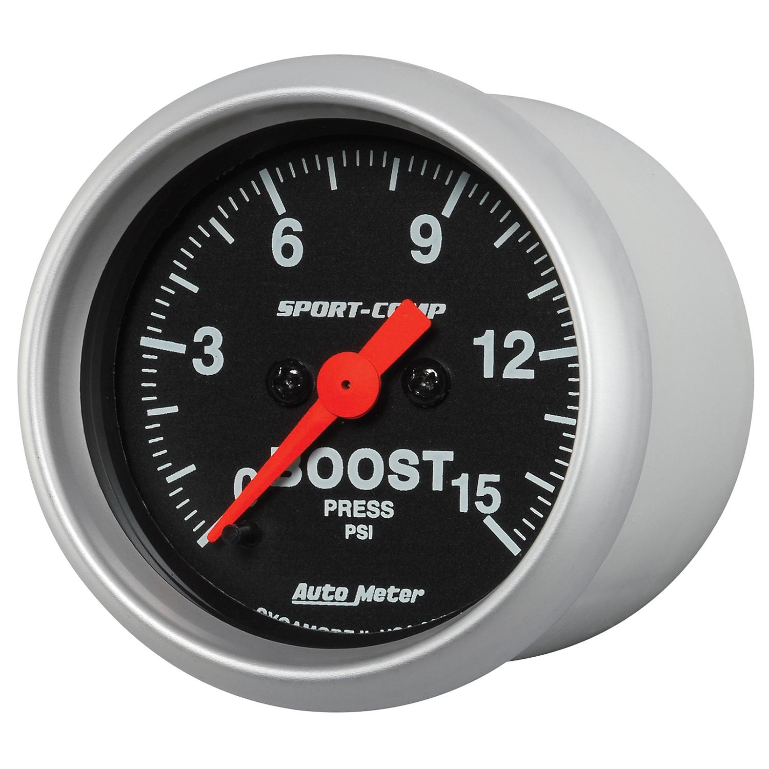 Auto Meter 2-1/16" BOOST, 0-15 PSI, SPORT-COMP - 3350