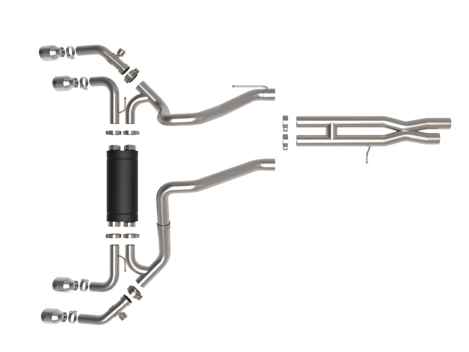 aFe Vulcan Series 2.5" to 3" 304 Stainless Steel Cat-Back Exhaust system w/ Polished Tips (2021-2022 Jeep Wrangler 392 V8-6.4L) - 49-38098-P