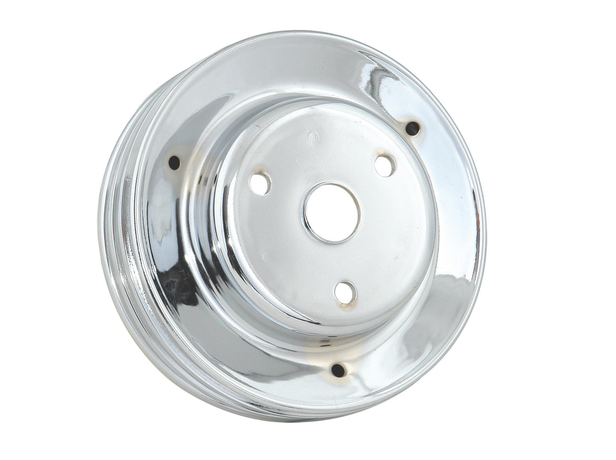 Mr. Gasket Crankshaft Pulley - Chrome - Triple Groove.  - 4978