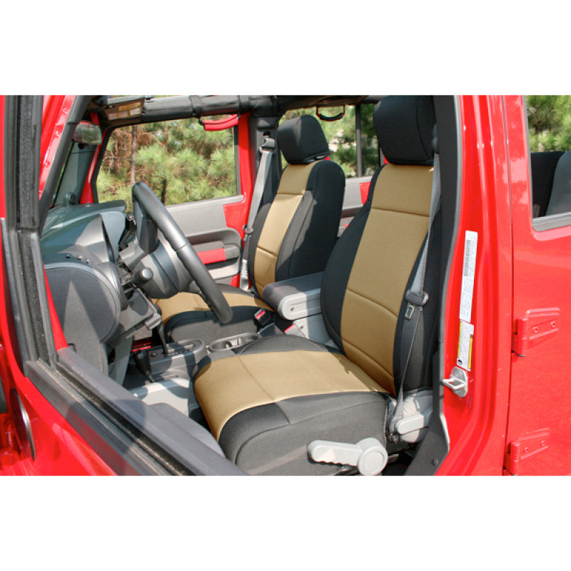 Rugged Ridge Seat Cover Kit Front Neoprene Black/Tan; 11-18 Jeep Wrangler Jk - 13215.04