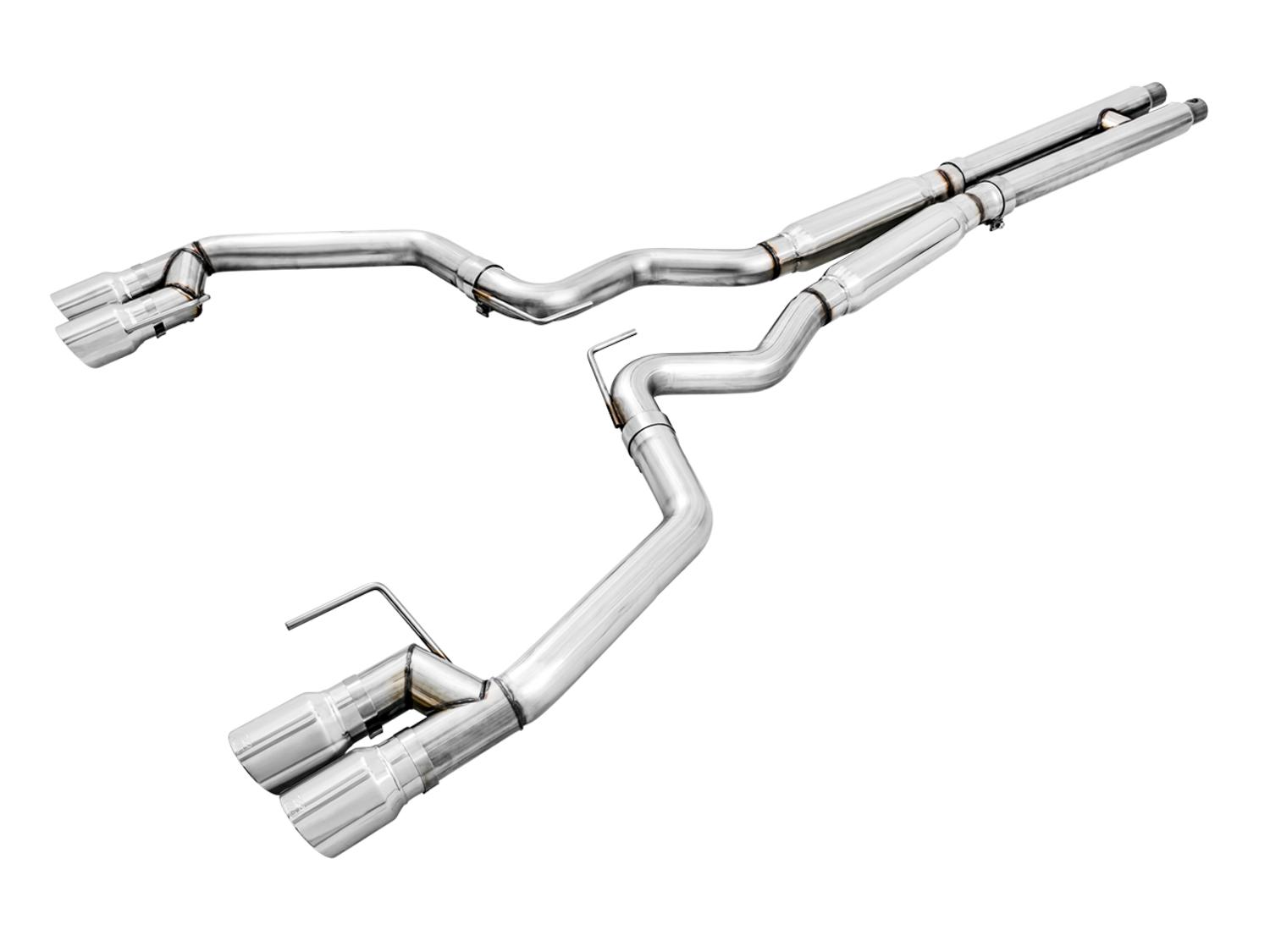 AWE Track Edition Cat-back Exhaust Quad Chrome Tips (2018-2023 Mustang GT) - 3020-42064