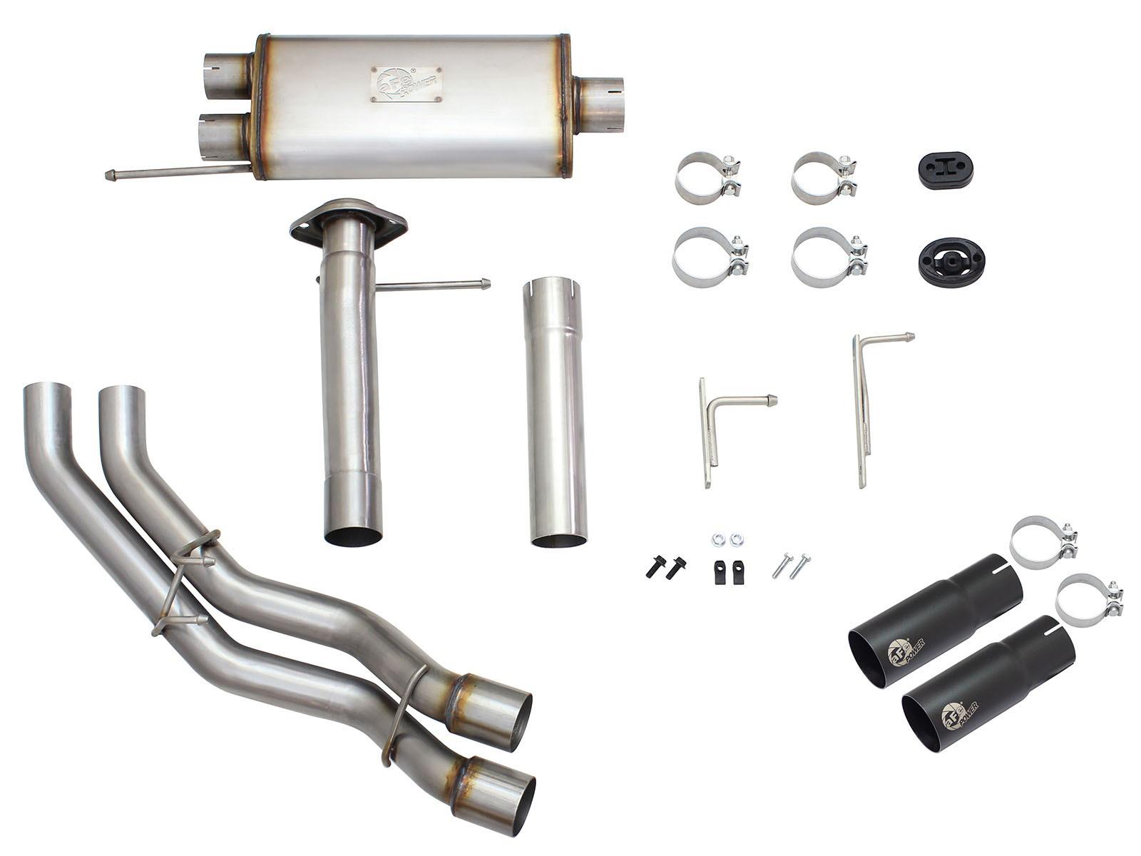 AFE Rebel Series 3 IN to 2-1/2 IN 409 Stainless Steel Cat-Back Exhaust w/Black Tip (2009-2014 F-150) - 49-43080-B