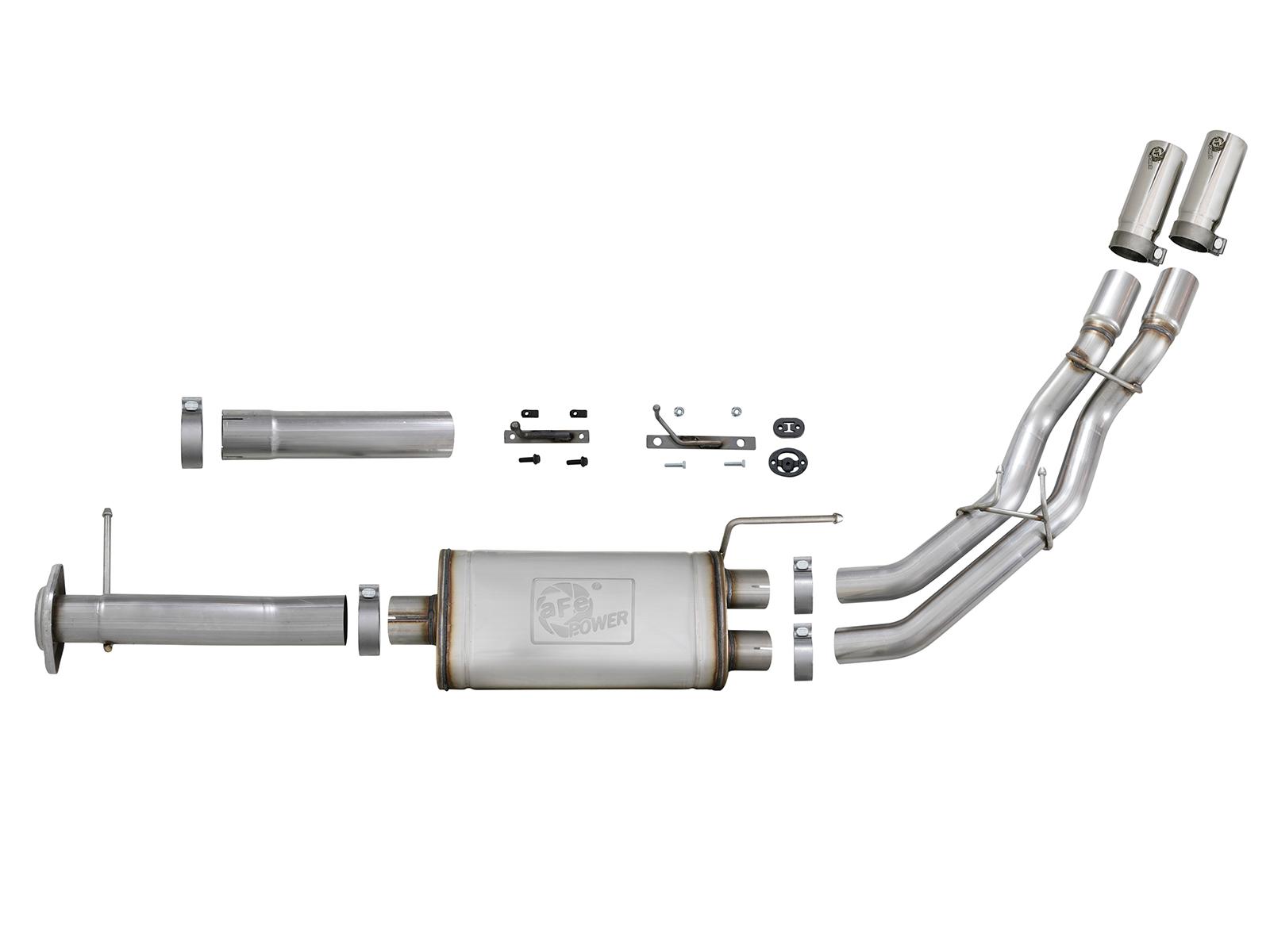 AFE Rebel Series 3 IN to 2-1/2 IN 409 Stainless Steel Cat-Back Exhaust w/ Polish Tip (2011-2014 F-150) - 49-43078-P