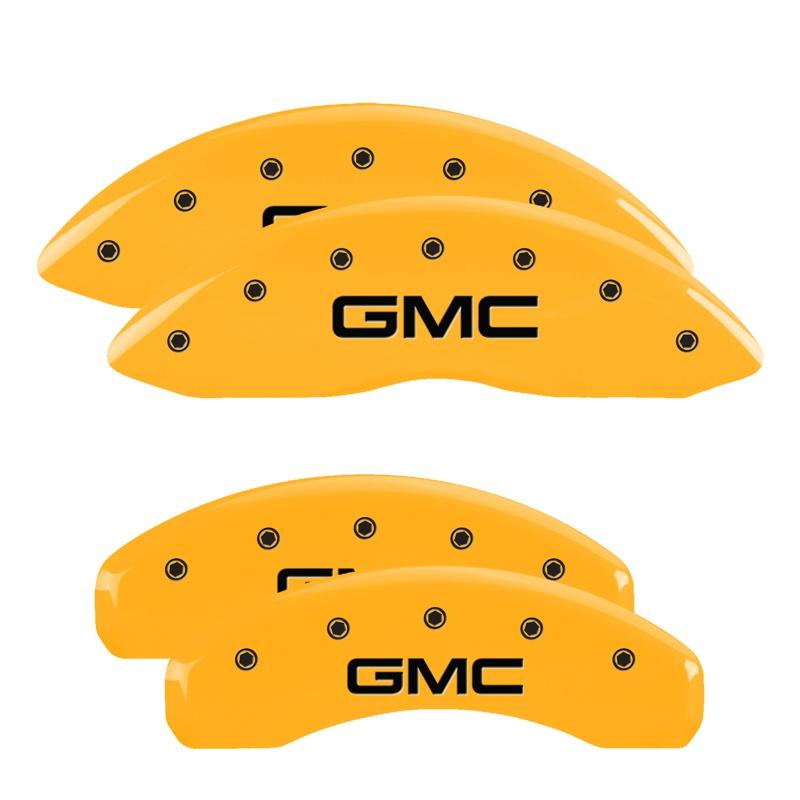 MGP Set Of 4: Yellow Finish, Black GMC (1999-2006 GMC Sierra 1500, GMC Safari) - 34006SGMCYL