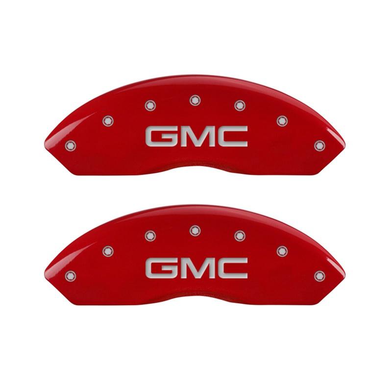 MGP Front Set Of 2: Red Finish, Silver GMC (1997-2000 Yukon SLE, Yukon SL, Yukon SLT) - 34012FGMCRD