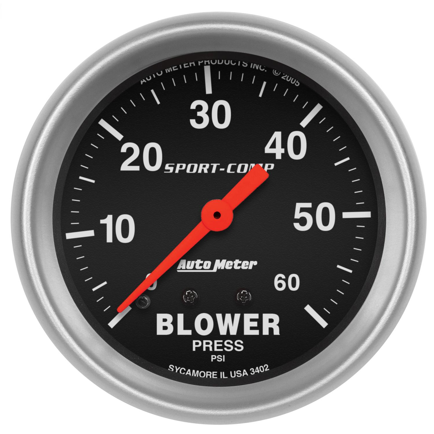 Auto Meter 2-5/8" BLOWER PRESSURE, 0-60 PSI, SPORT-COMP - 3402