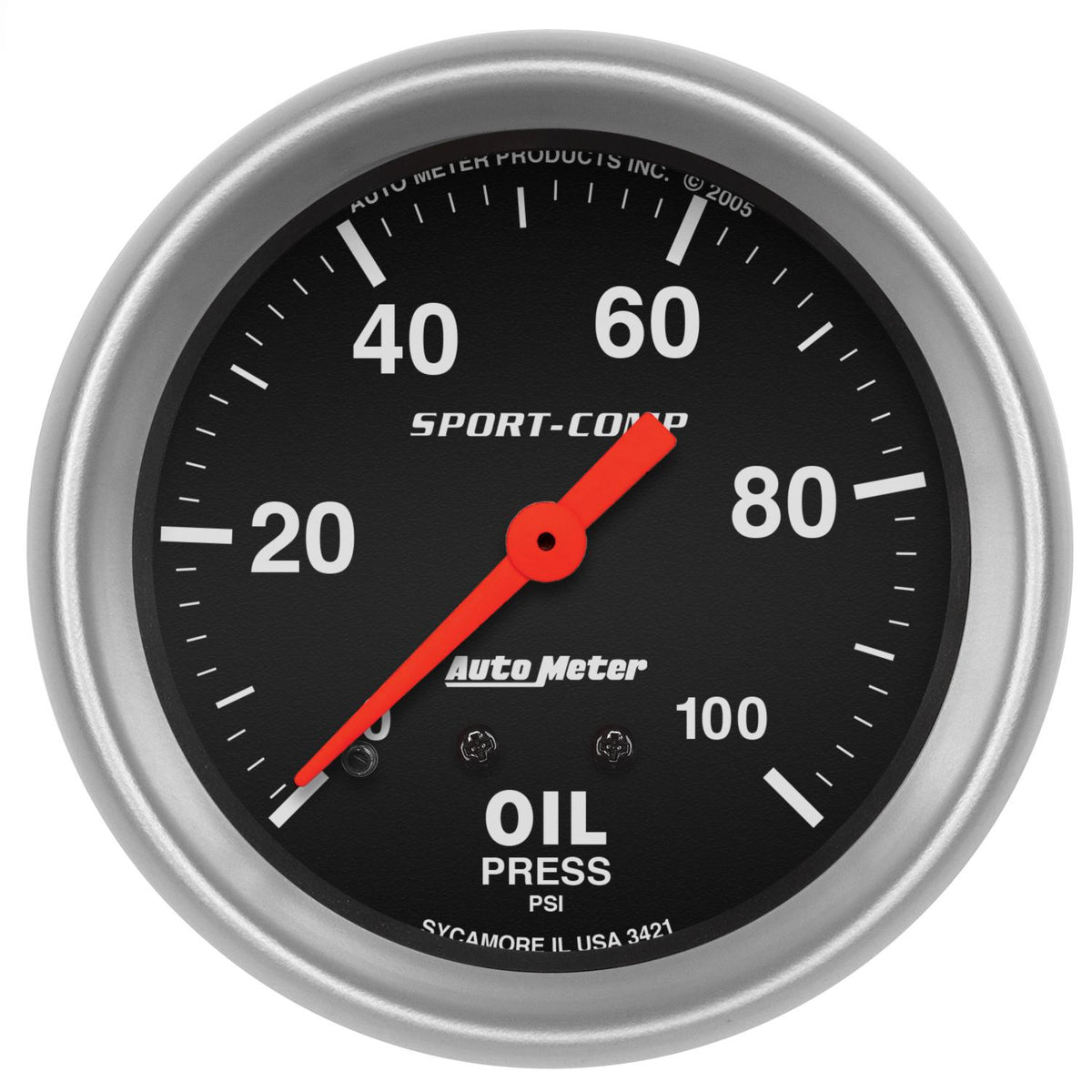 Auto Meter 2-5/8" OIL PRESSURE, 0-100 PSI, SPORT-COMP - 3421