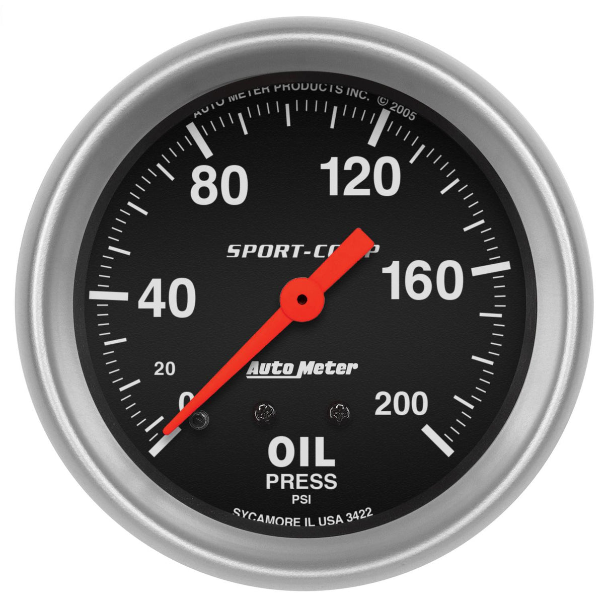 Auto Meter 2-5/8" OIL PRESSURE, 0-200 PSI, SPORT-COMP - 3422