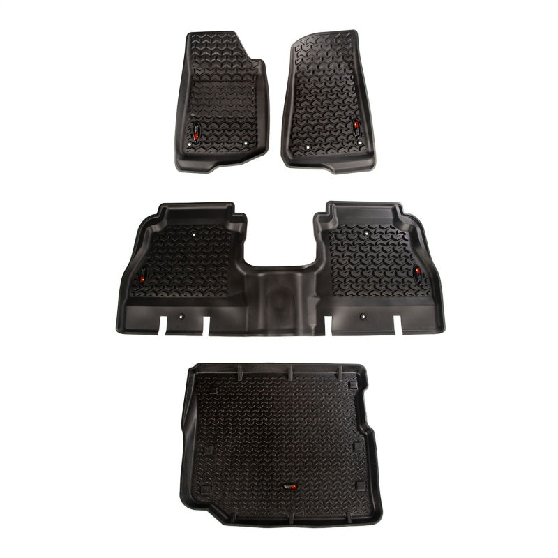 Rugged Ridge Floor Liner Front/Rear/Cargo; Black 2018-2020 Jeep Wrangler Jl 4 Dr - 12988.05