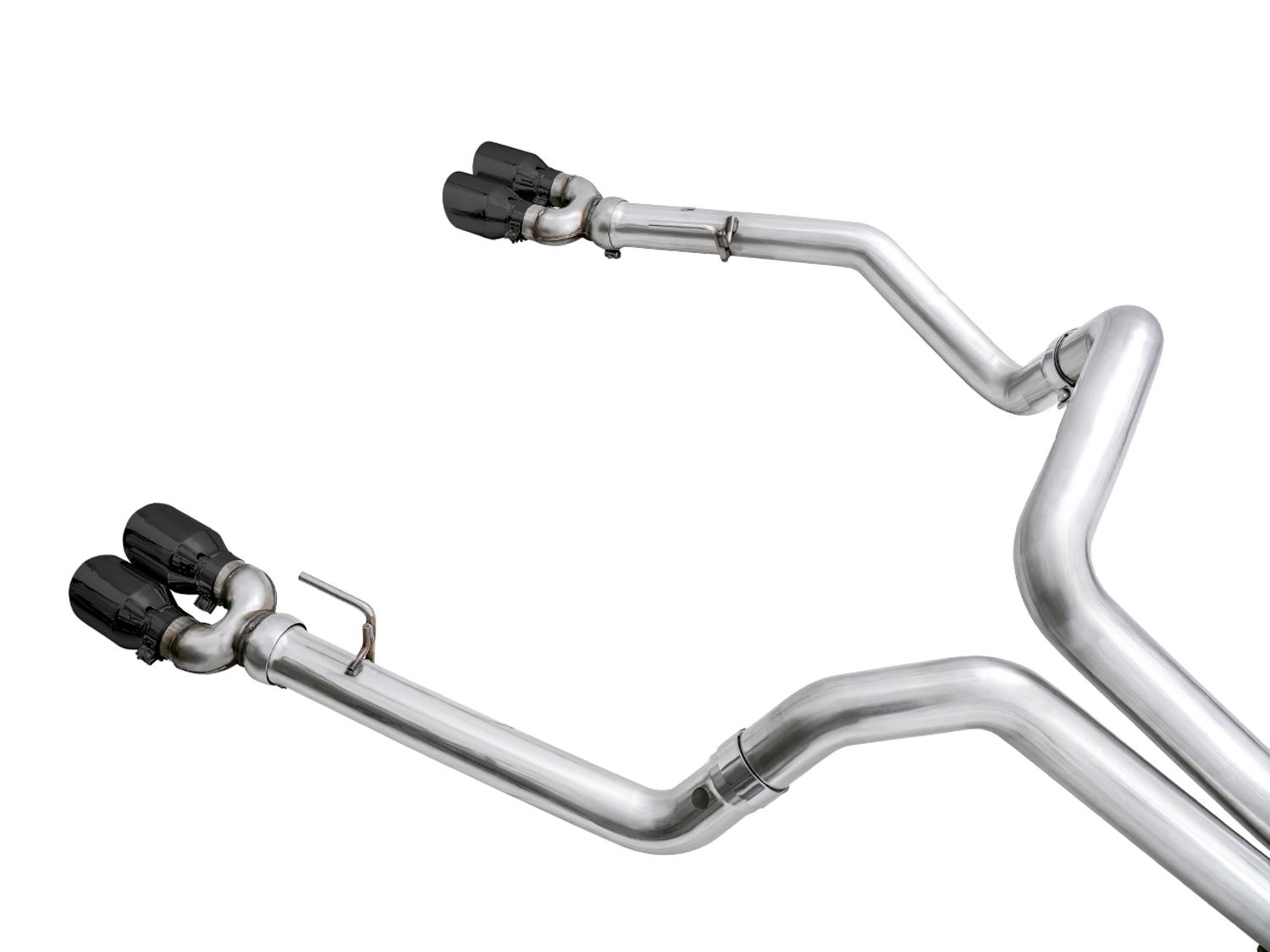 AWE 0FG Catback Split Rear Exit Exhaust for 4th Gen Silverado/Sierra 1500 6.2L (With Bumper Cutouts) - Quad Diamond Black Tips - 3015-43204