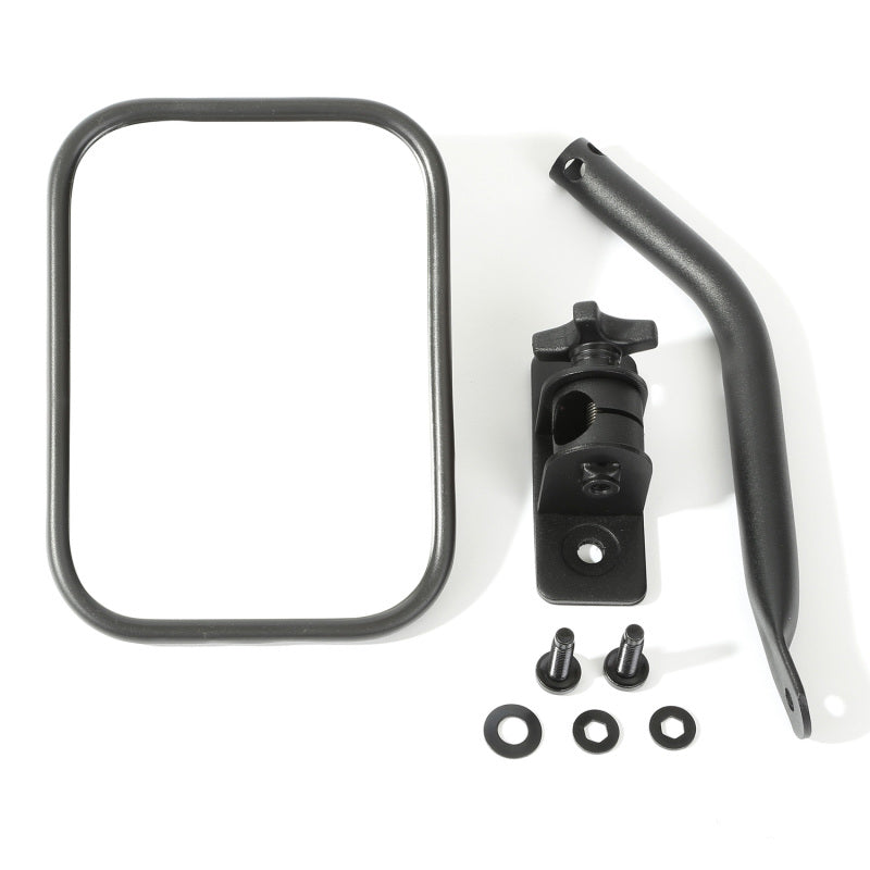 Rugged Ridge Quick Release Mirror Rectangular Textured Black; 97-18 Wrangler - 11025.14