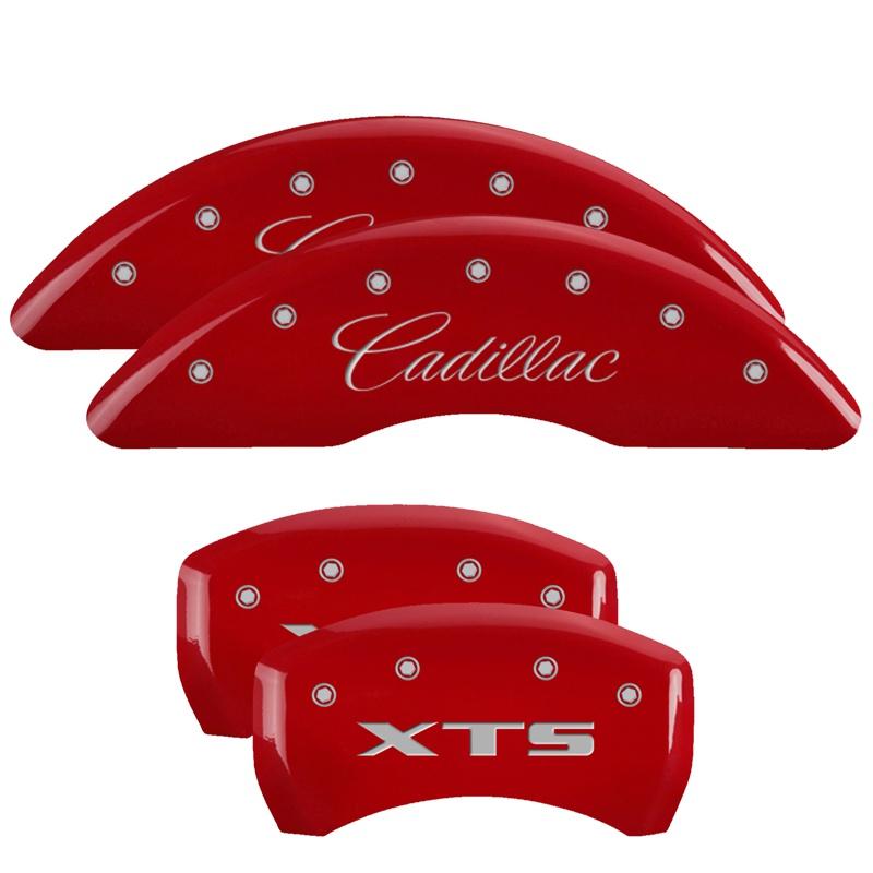 MGP Caliper Covers Set Of 4: Red Finish, Silver Cadillac / Xts (2013-2019 XTS) - 35008SXTSRD