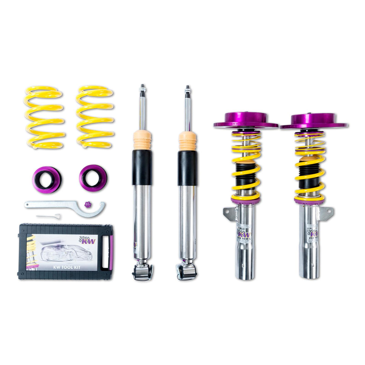 KW Adjustable Coilovers, Aluminum Top Mounts, Independent Compression and Rebound (2014-2022 Cooper) - 352208AG