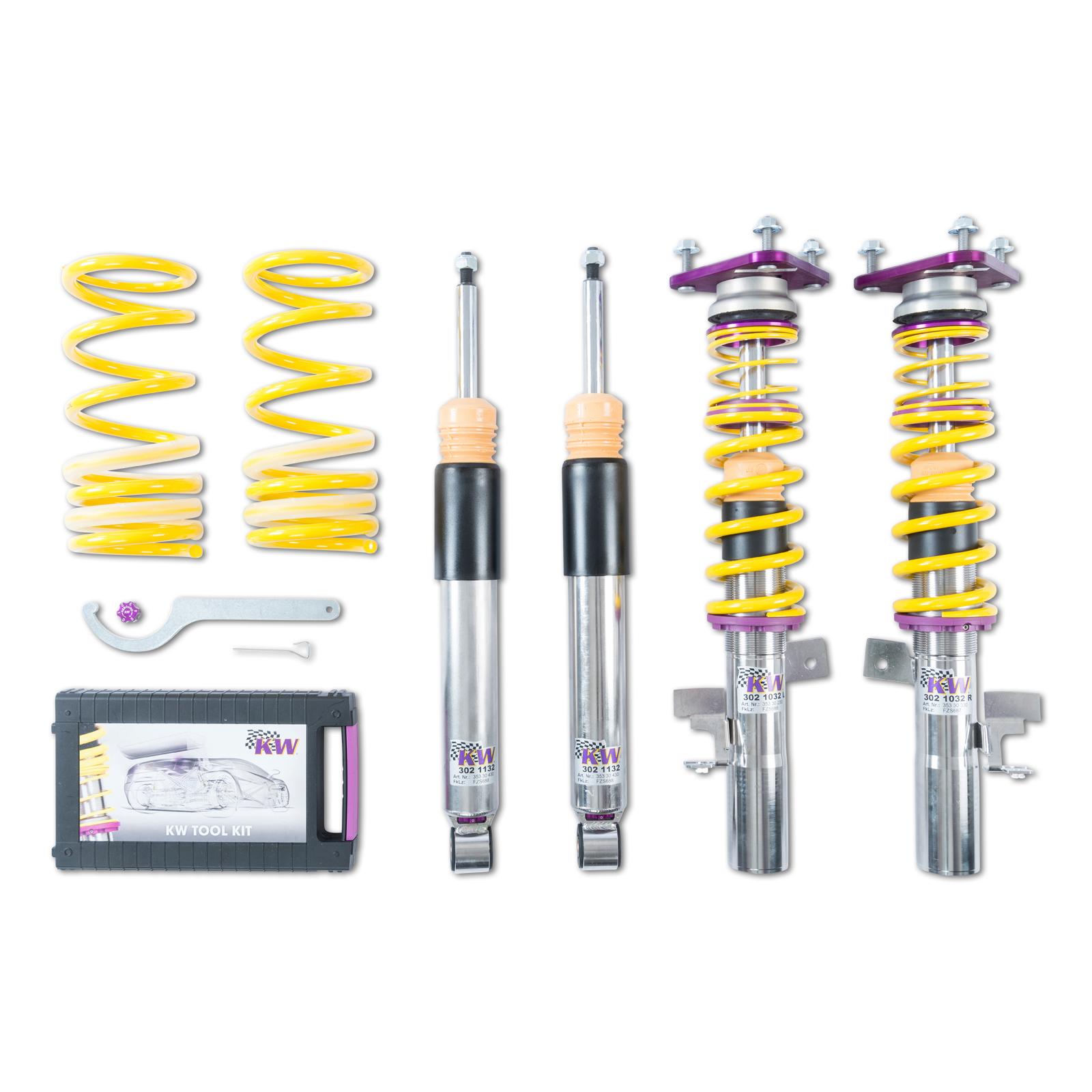 KW Adjustable Coilovers, Aluminum Top Mounts, Independent Compression and Rebound (2016-2018 Focus RS) - 35230867