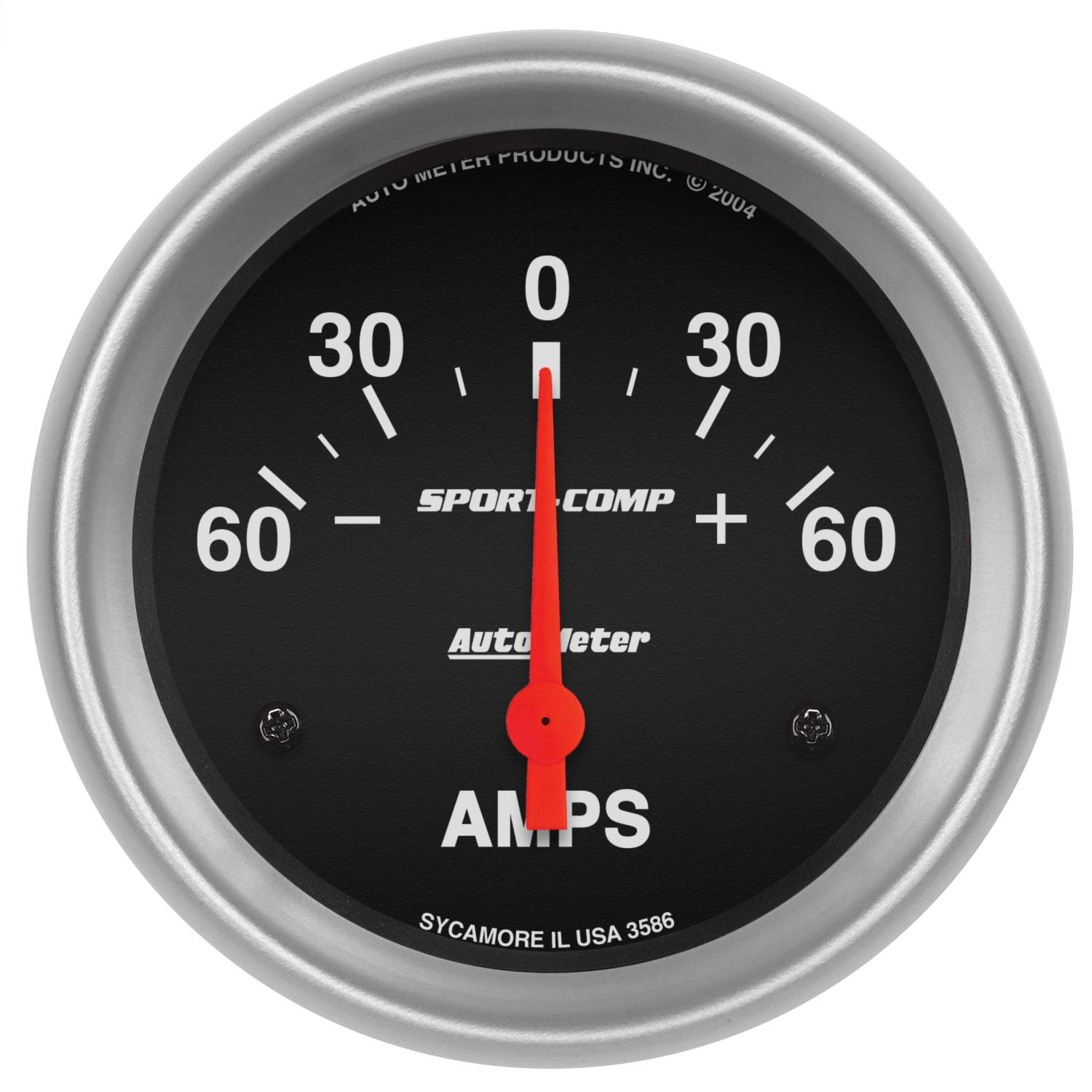 Auto Meter 2-5/8" AMMETER, 60-0-60 AMPS, SPORT-COMP - 3586
