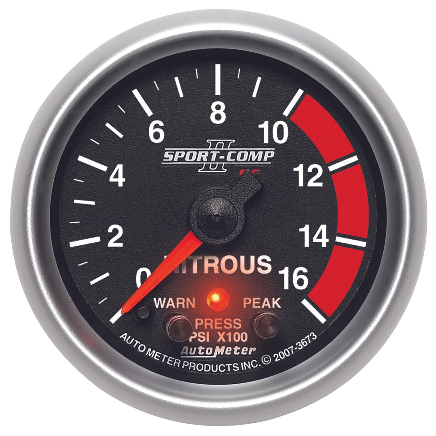 Auto Meter 2-1/16" NITROUS PRESSURE, 0-1600 PSI, SPORT-COMP II - 3673