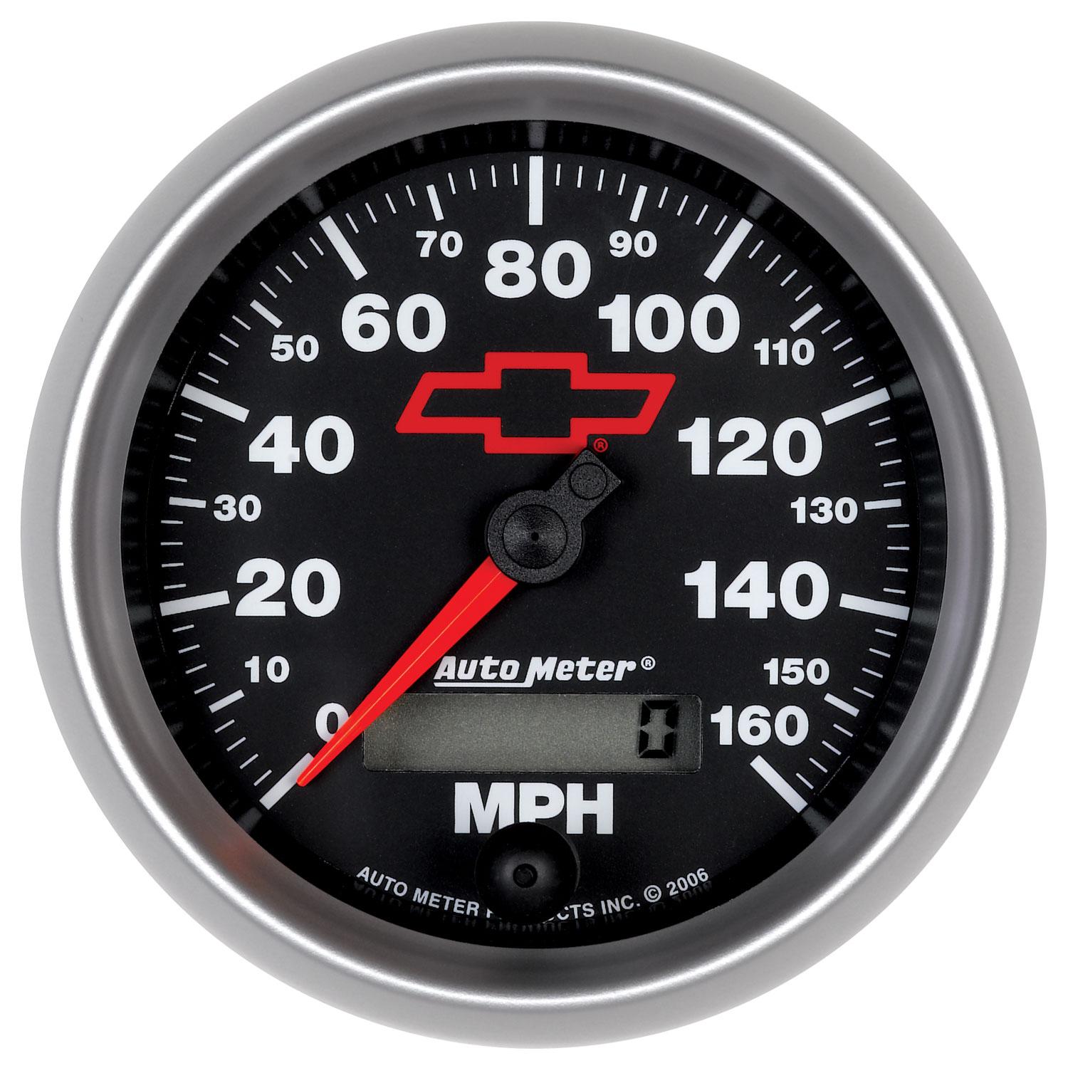 Auto Meter 3-3/8" SPEEDOMETER, 0-160 MPH, CHEVY RED BOWTIE, BLACK - 3688-00406