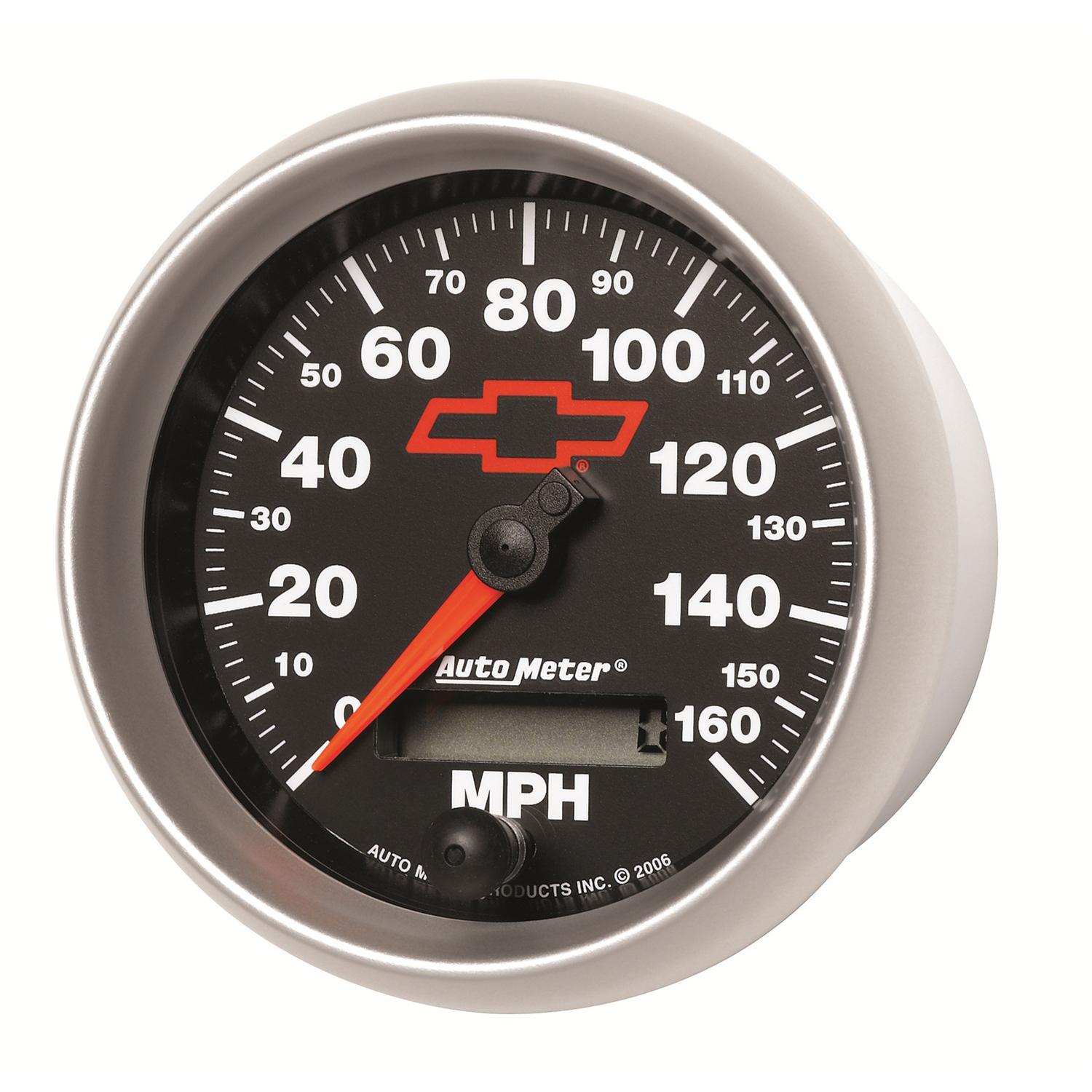 Auto Meter 3-3/8" SPEEDOMETER, 0-160 MPH, CHEVY RED BOWTIE, BLACK - 3688-00406